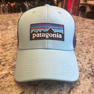 Patagonia light blue mesh back hat